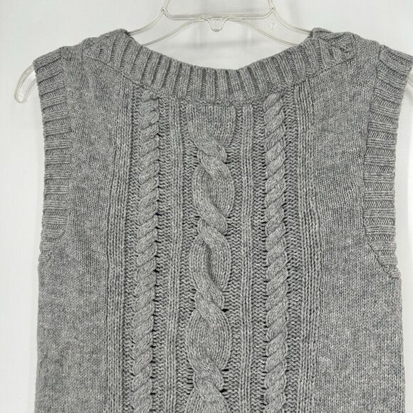 Anthropologie Moth Cable Knit Tunic Sweater Sleeveless Gray Wool Blend Size S - Picture 7 of 9